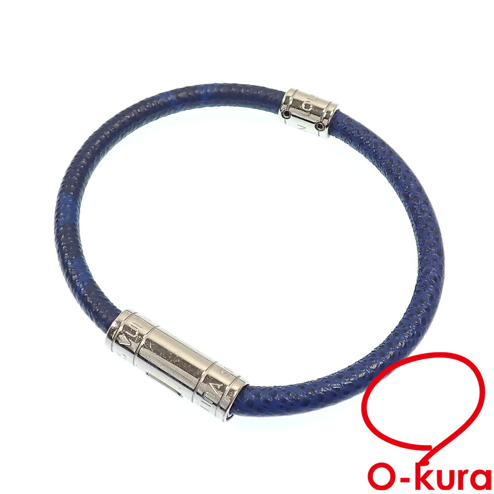 【中古】 ルイ・ヴィトン 腕輪 ブラスレ・ネオスプリット メンズ M6568D 青緑色 青 金属元素 タイガレザー