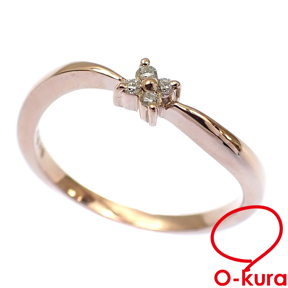 【中古】 ダイヤモンド リング レディース K18PG 8号 1.8g 指輪 750 18金 ピンクゴールド