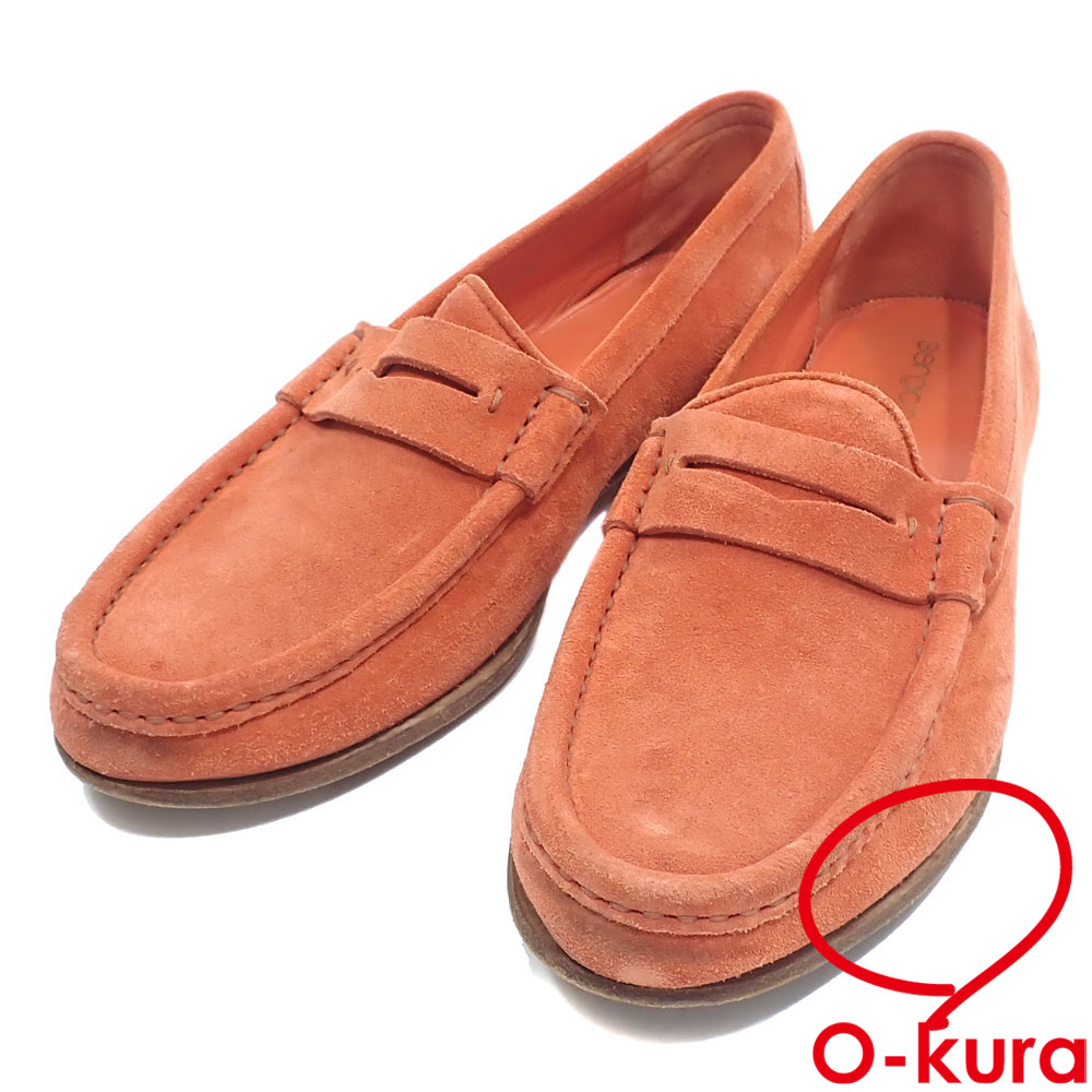 【中古】 セルジオロッシー ローファー メンズ スエード カーフスキン オレンジ サイズ6 約25.0cm 古着 アパレル 靴|大蔵質店