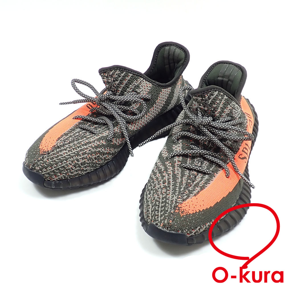 【中古】 アディダス × カニエウェスト スニーカー イージーブースト 350 V2 メンズ プライム編み物 天然ゴム カーボンベルーガ US 8 26.0糎 HQ7045 古着 御召しもの 靴