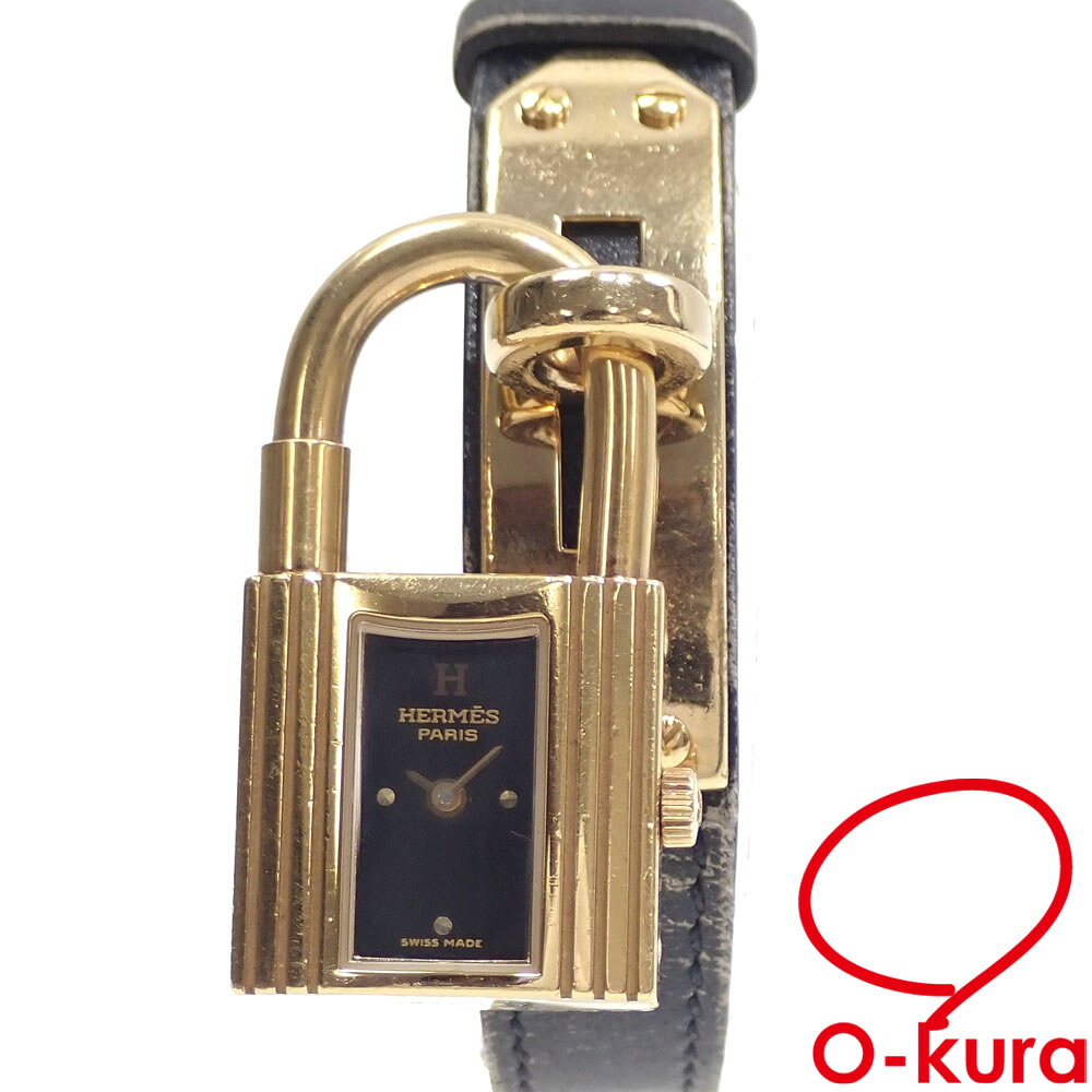 【中古】 エルメス 腕時計 ケリーウォッチ レディース クォーツ GP レザー KT1.210 電池式 革ベルト □B刻印 1998年頃製 カデナ|大蔵質店