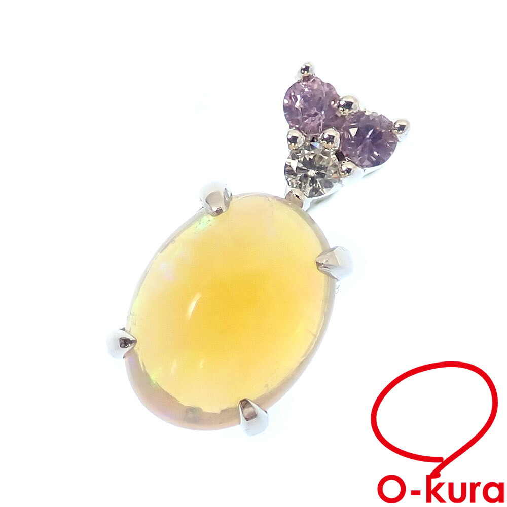 【中古】 オパール サファイア ダイヤモンド ペンダントトップ レディース K18WG 0.82ct/S0.06ct/D0.02ct 18金 ホワイトゴールド 750 ペンダントヘッド｜大蔵質店