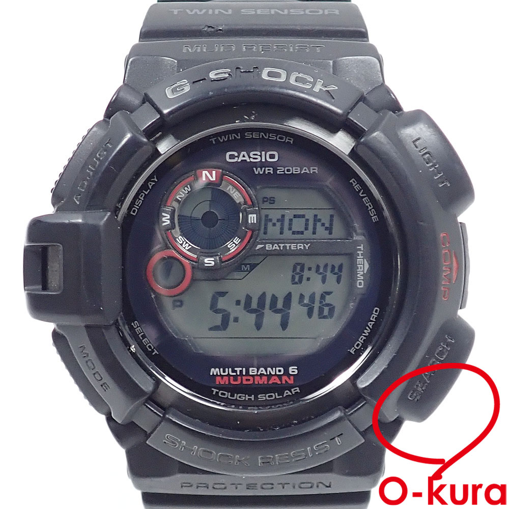 【中古】 カシオ ウオッチ G-SHOCK MUDMAN メンズ 手ごわいソーラー 脂 SS GW-9300-1JF 光申し受ける式 Gぼうぜん自失 ジーショック 電磁波時辰儀