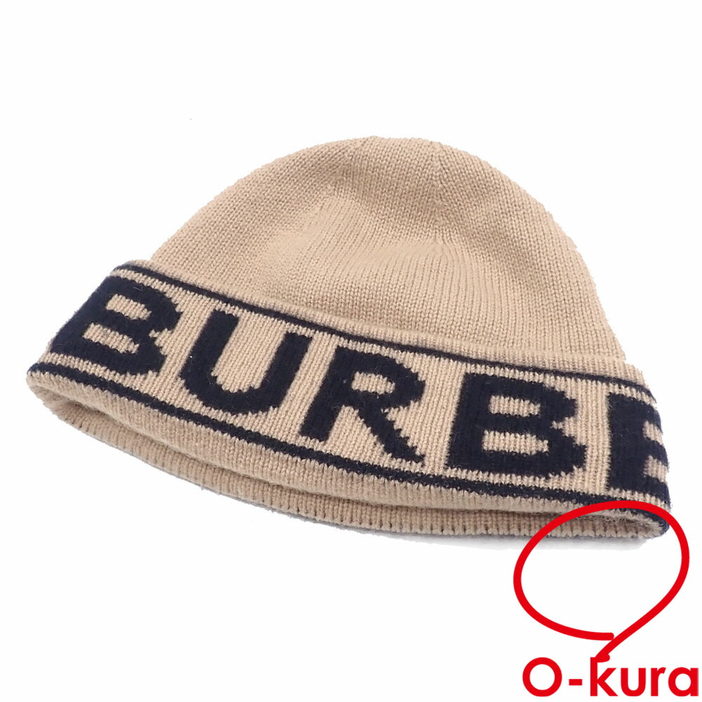 【中古】 バーバリー 編み物帽 鳥打ち帽 レディース カシミール ベージュ 黒いこと 8023983 ビーニー 古着 御召しもの