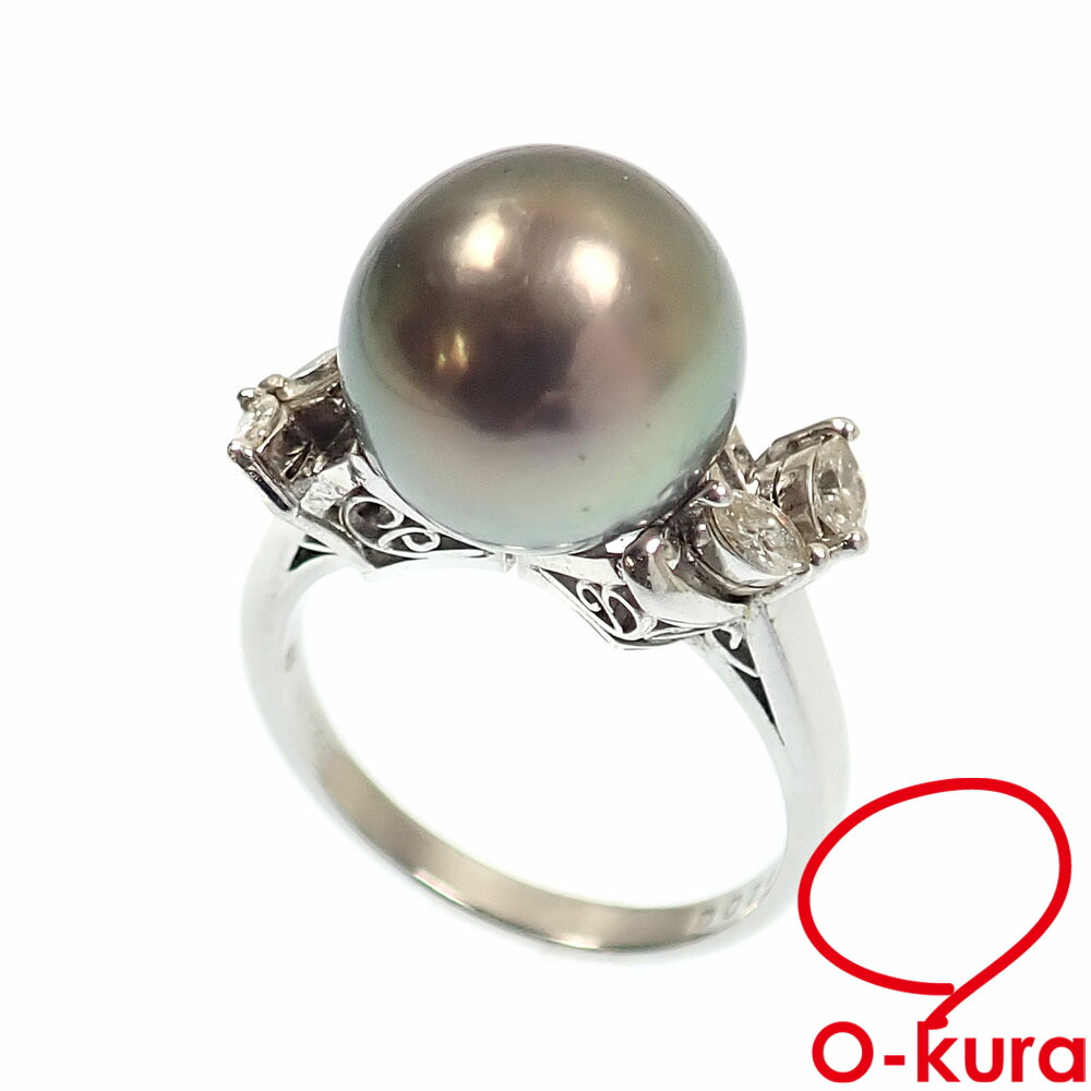 【中古】 ミキモト パール ダイヤモンド リング レディース Pt900 12号 11.5mm D0.24ct 7.1g プラチナ 真珠 指輪｜大蔵質店