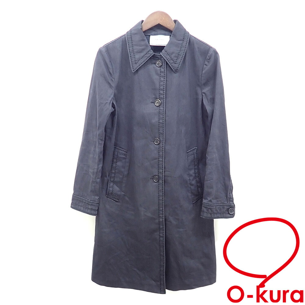 【中古】 プラダ 厚地の外套 レディース 長袖 綿織物 綿 黒いこと 黒 大きさ40 98339 ロング 古着 お召しもの アウター お召しもの