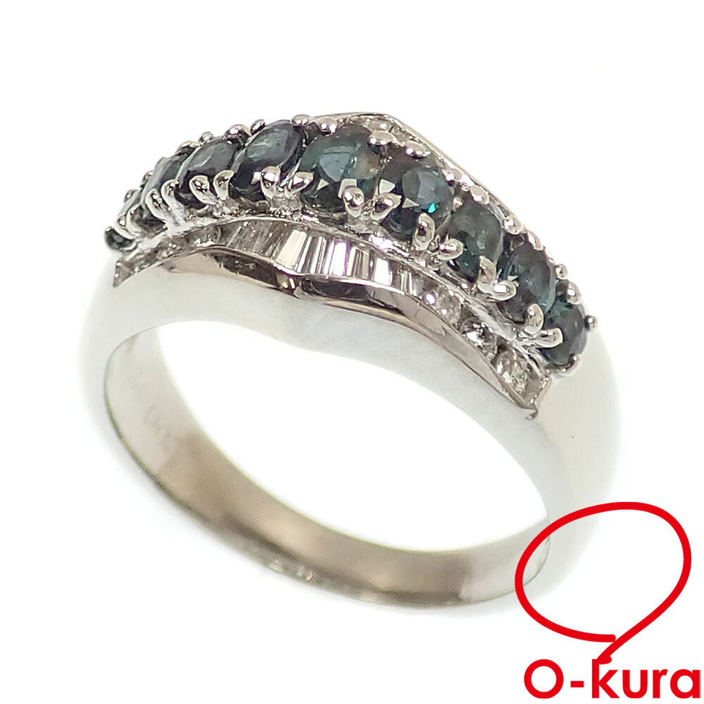 【中古】 色石 ダイヤモンド リング レディース Pt900 12号 0.84ct D0.37ct 7.6g プラチナ 指輪｜大蔵質店
