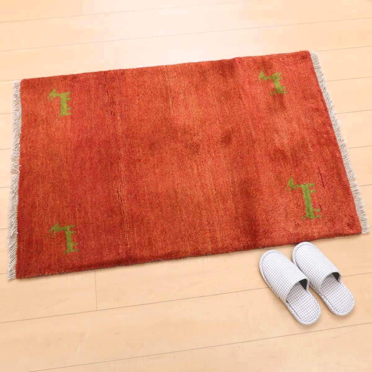 ギャッベ イラン製 リビングサイズ 116×77cm 手織り 天然 ウール100% 長方形 草木染 モダン ナチュラル 北欧 ラグ 絨毯 マット ラグマット ギャベ 床暖房対応 ホットカーペット対応 （BS-11374）