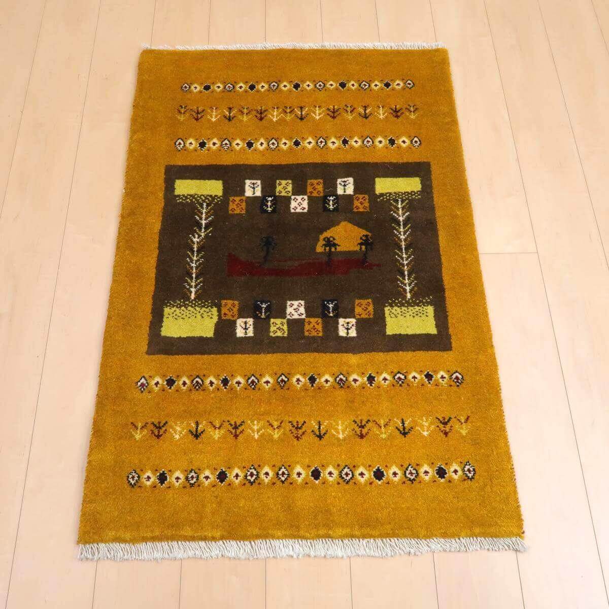 ギャッベ イラン製 リビングサイズ 121×81cm 手織り 天然 ウール100% 長方形 草木染 モダン ナチュラル 北欧 ラグ 絨毯 マット ラグマット ギャベ 床暖房対応 ホットカーペット対応 （BS-11392） 27,300円