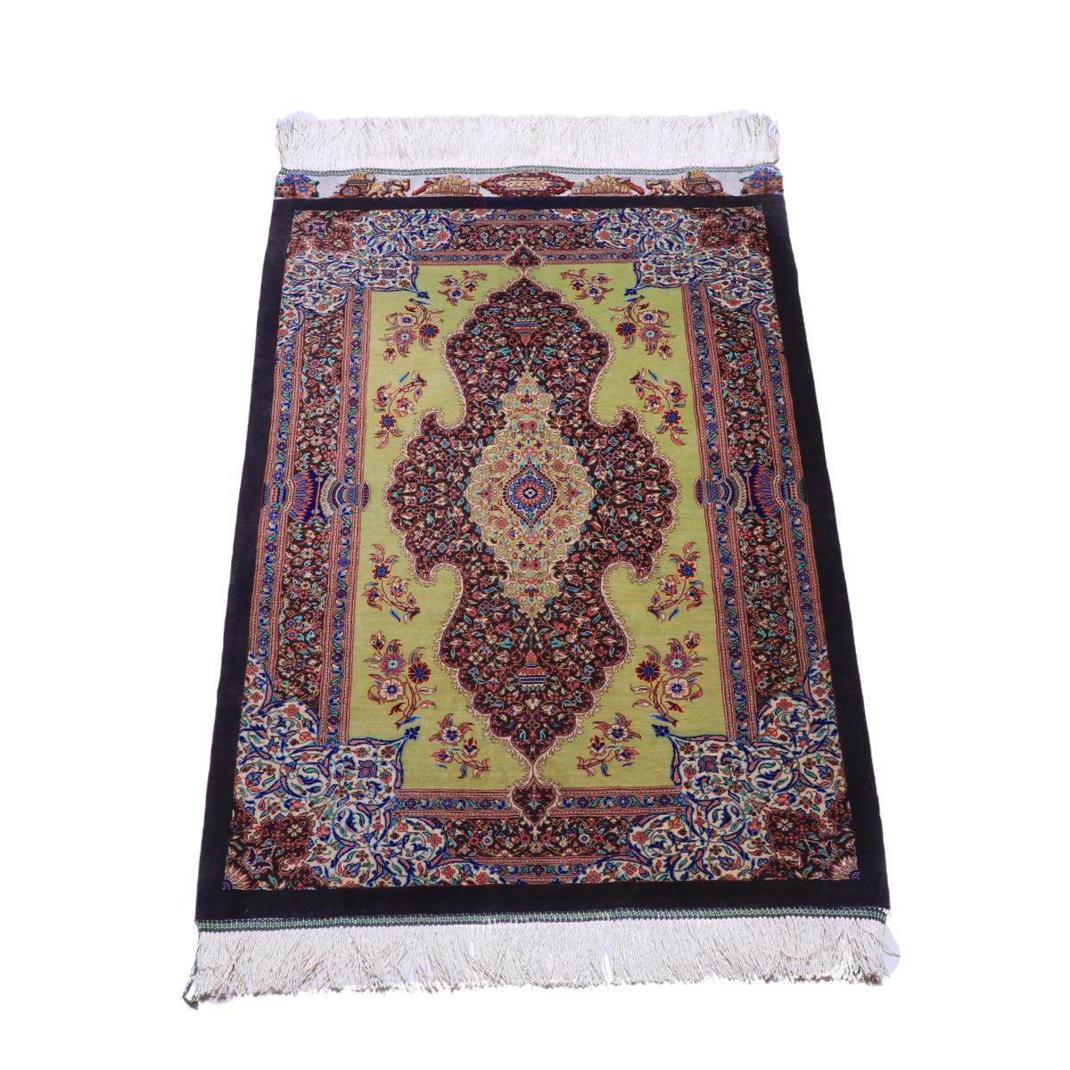 イラン引っ敷き ペルシャ製  91×58珊 手織り 生まれながら 地絹100% 矩形 草木染 御前上等 自然的 北欧 引っ敷き 引っ敷き 引っ敷き 引っ敷き 引っ敷き  床暖房装置相応う 熱っぽい引っ敷き相応う （FN-70283）