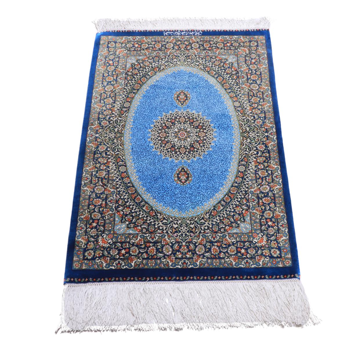 イラン引っ敷き ペルシャ製  92×58珊 手織り 生まれながら 地絹100% 矩形 草木染 御前上等 自然的 北欧 引っ敷き 引っ敷き 引っ敷き 引っ敷き 引っ敷き  床暖房装置相応う 熱っぽい引っ敷き相応う （FN-70287）