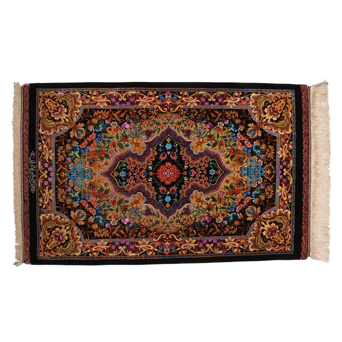 ペルシャ絨毯 イラン製 99&times;62cm 手織り 天然 シルク100% 長方形 草木染 高級 ナチュラル 北欧 ラグ 絨毯 マット ラグマット カーペット 床暖房対応 ホットカーペット対応 （FN-70322）｜キリム＆絨毯・オリエンタルムーン