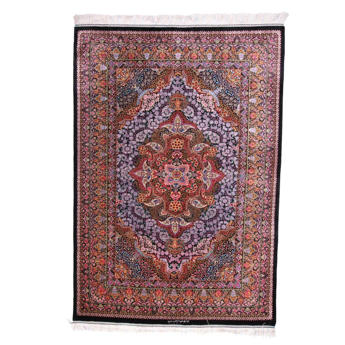 ペルシャ絨毯 イラン製 206×72cm 手織り 天然 シルク100% 長方形 草木染 高級 ナチュラル 北欧 ラグ 絨毯 マット ラグマット カーペット 床暖房対応 ホットカーペット対応 （FN-70342）
