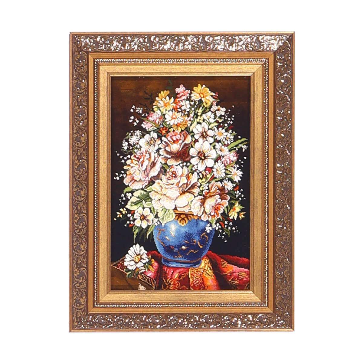 ペルシャ絵画じゅうたん イラン製 73×55cm 手織り 天然 草木染 おしゃれ かわいい モダン ナチュラル 北欧 絨毯 カーペット (FP-70259)|キリム&絨毯・オリエンタルムーン