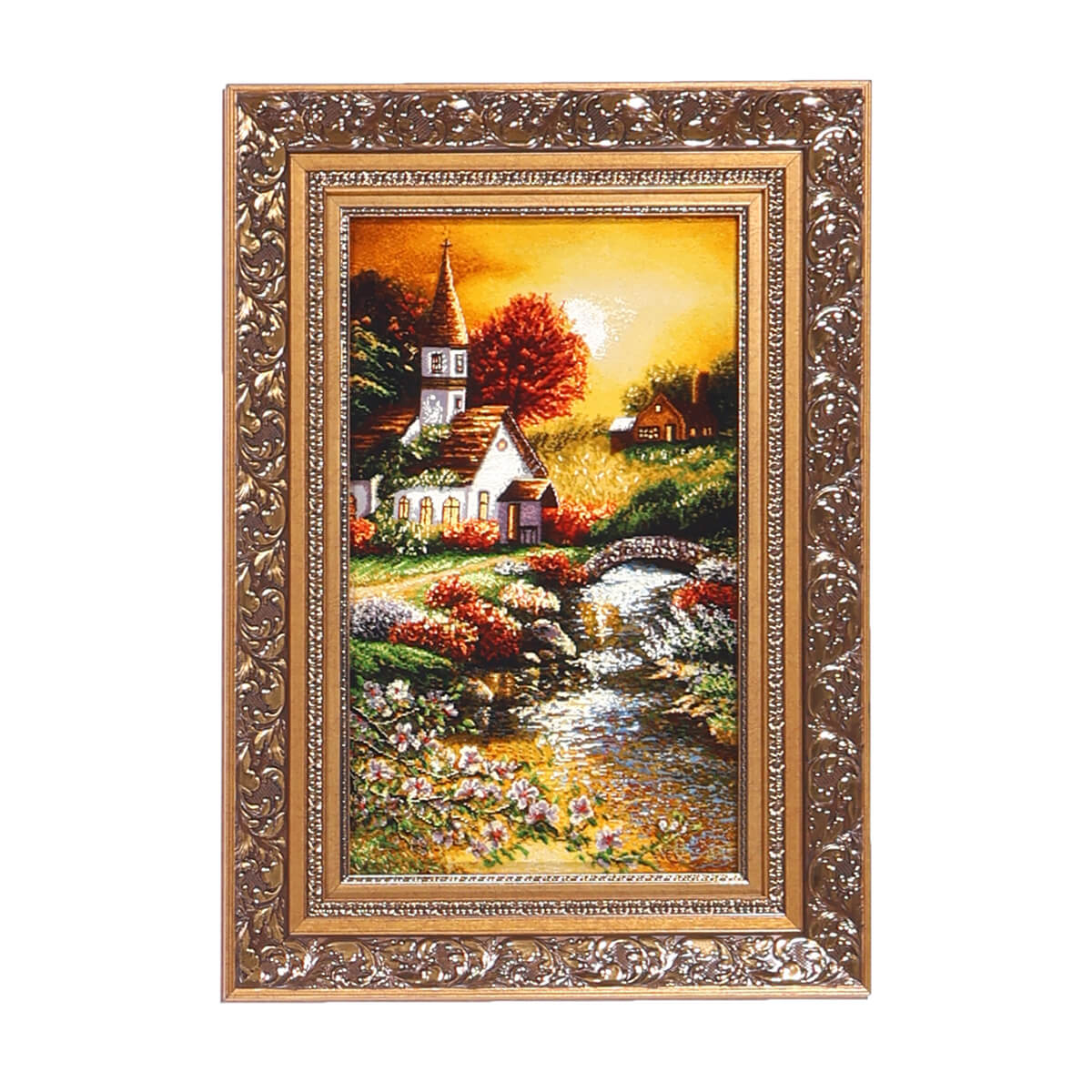 ペルシャ絵画じゅうたん イラン製 97×69cm 手織り 天然 草木染 おしゃれ かわいい モダン ナチュラル 北欧 絨毯 カーペット （FP-70270）