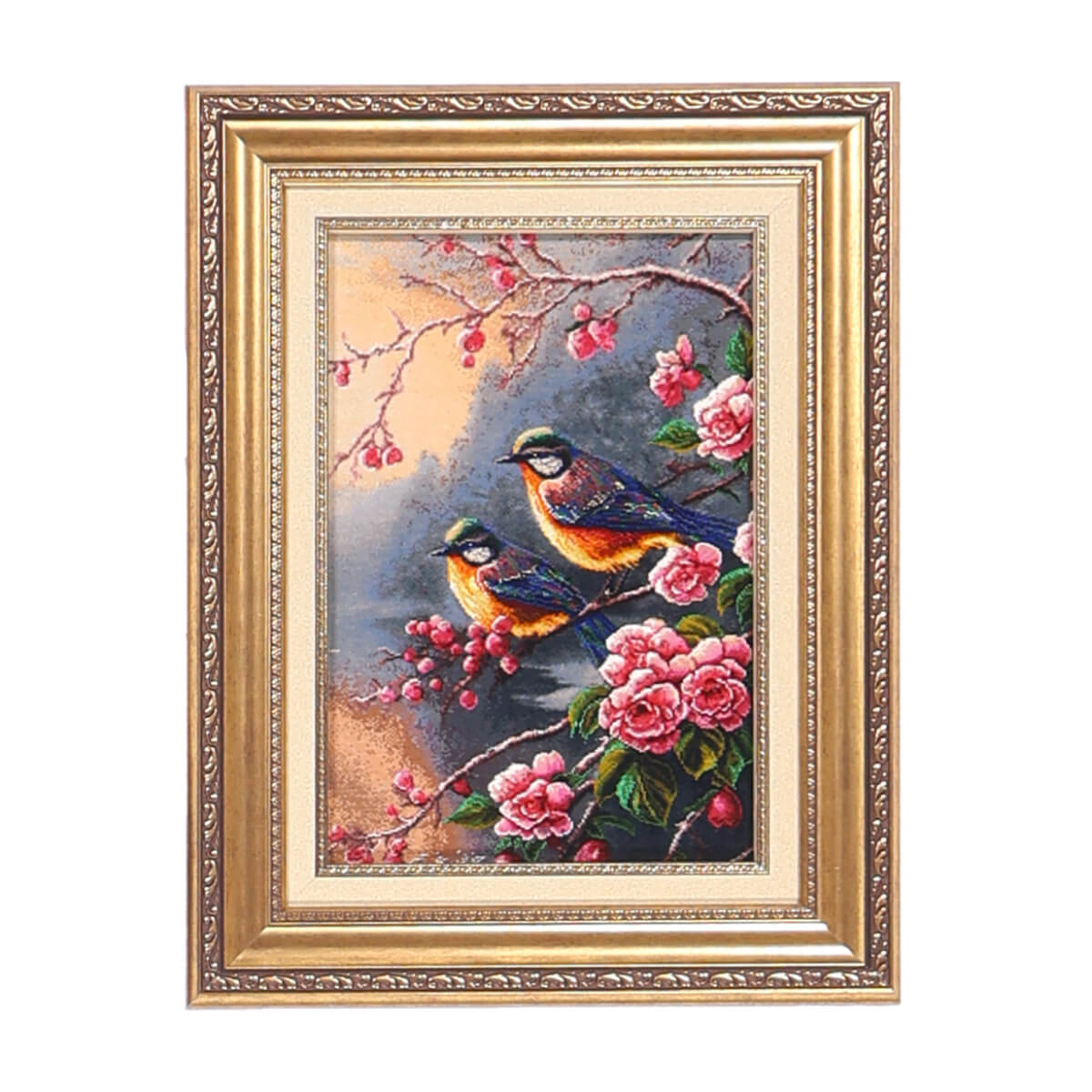 イラン☆タブリーズ産タブロイ☆額縁入り□1269-75 絵画・ペルシャ絨毯