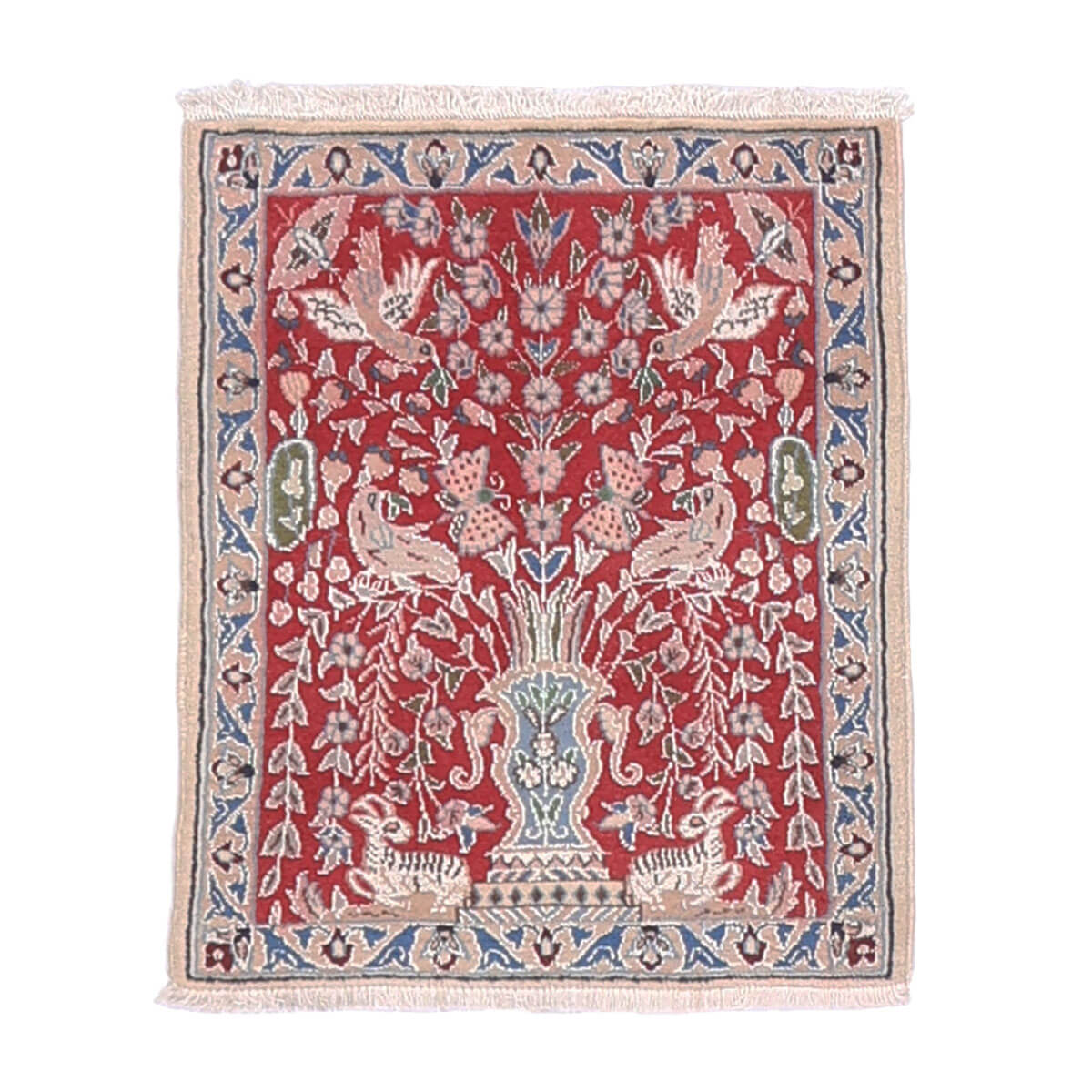 ペルシャ絨毯 イラン製 リビングサイズ 56×47cm 手織り 天然  長方形 草木染 おしゃれ かわいい モダン ナチュラル 北欧 ラグ 絨毯 マット ラグマット カーペット 高品質床暖房対応 ホットカーペット対応 （FS-70042）