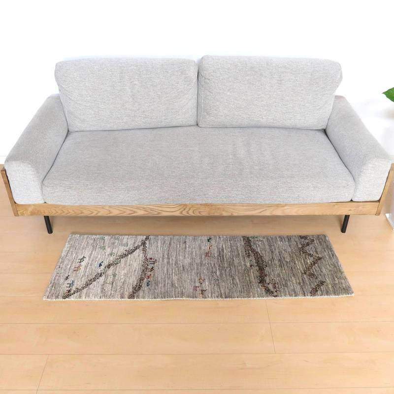 ギャッベ ルリバフ イラン製 143×46cm 手織り 最高級 天然 ウール100% 草木染 リビングサイズ モダン 北欧 ラグ 絨毯 マット ラグマット ギャベ 床暖房対応 ホットカーペット対応 (HR-10947）