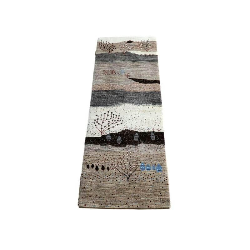 ギャッベ ルリバフ イラン製 205×70cm 手織り 最高級 天然 ウール100% 草木染 リビングサイズ モダン 北欧 ラグ 絨毯 マット ラグマット ギャベ 床暖房対応 ホットカーペット対応 (HR-11102)|キリム&絨毯・オリエンタルムーン