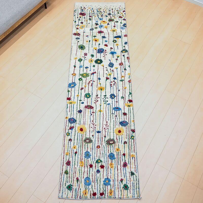 ギャッベ ペルシャ製 リビング大いさ 296×80糎 手織り 生まれながら 羊毛100% 矩形 草木染 今めかしい 愛くるしげ 今めかしい 自然的 北欧 引っ敷き 引っ敷き つや消し 引っ敷き 引っ敷き ギャベ 床暖房装置相応う 熱っぽい引っ敷き相応う （HR-13123）