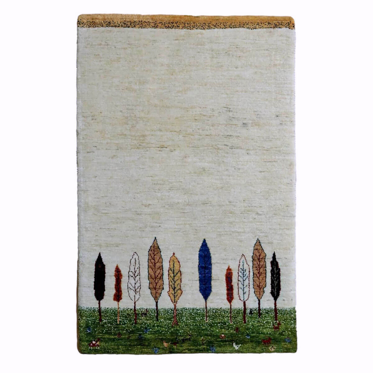 ギャッベ ルリバフ イラン製 125×81cm 手織り 最高級 天然 ウール100% 草木染 リビングサイズ モダン 北欧 ラグ 絨毯 マット ラグマット ギャベ 床暖房対応 ホットカーペット対応 (HS-11087)|キリム&絨毯・オリエンタルムーン