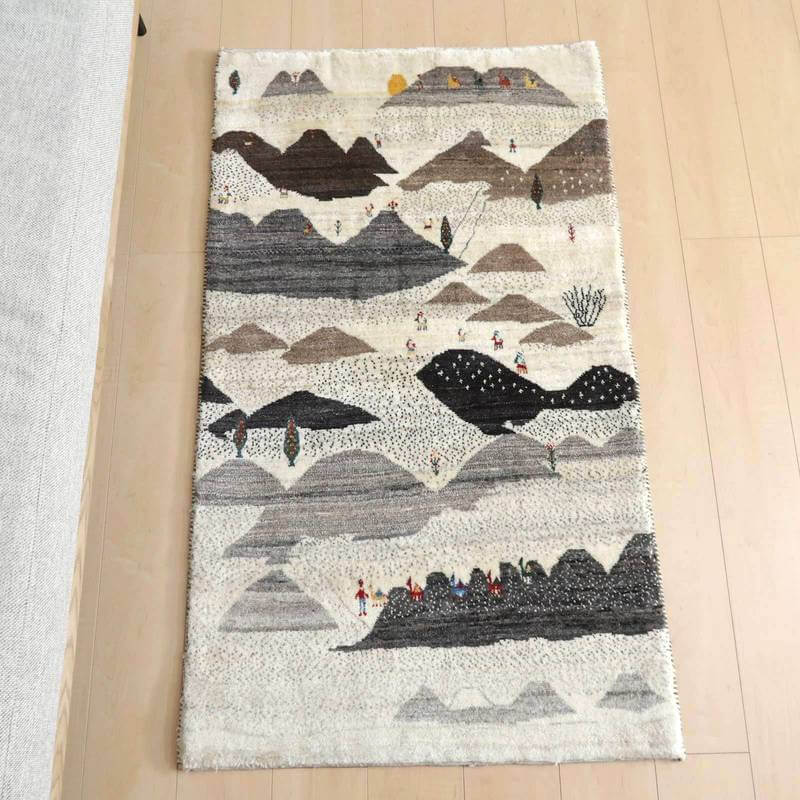 ギャッベカシュクリ イラン製137&times;79cm 手織り 最高級 天然 ウール100% 草木染 玄関マット 北欧 ラグ 絨毯 マット ラグマット 屋内 室内 ギャベ 床暖房対応 ホットカーペット対応 (HS-85138）｜キリム＆絨毯・オリエンタルムーン
