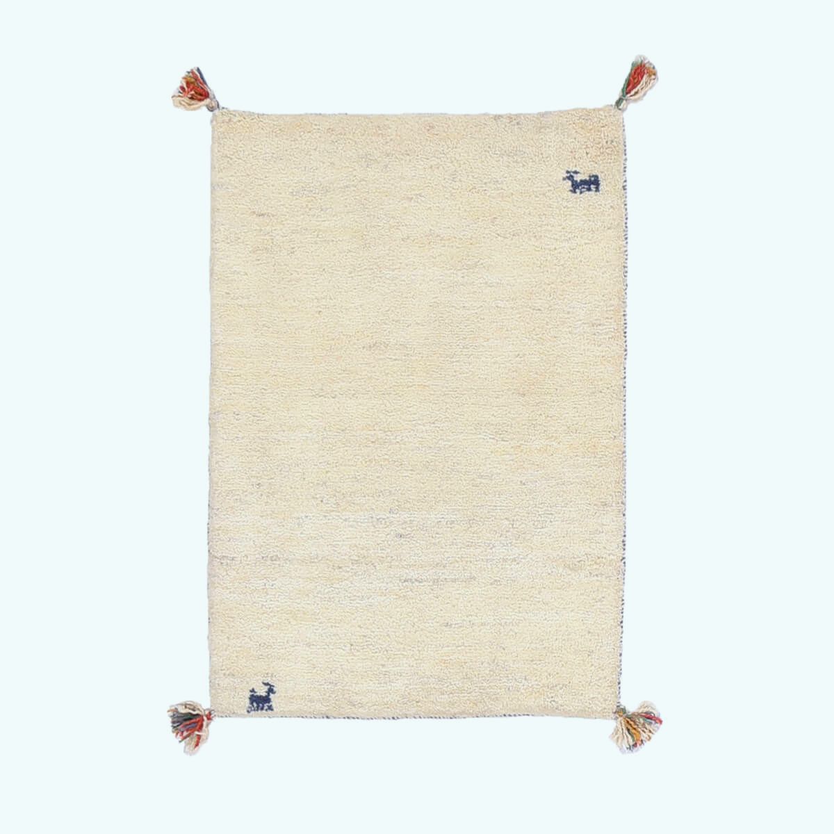ギャッベ イラン製 リビングサイズ 88×60cm 手織り 天然 ウール100% 長方形 草木染 おしゃれ かわいい モダン ナチュラル 北欧 ラグ 絨毯 マット ラグマット カーペット ギャベ 床暖房対応 ホットカーペット対応 （HSS-70234）