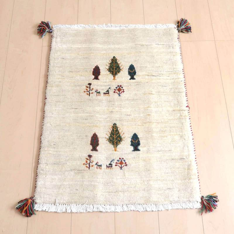 ギャッベルリバフ イラン製 75×59cm 手織り 最高級 天然 ウール100% 草木染 玄関マット 北欧 ラグ 絨毯 マット ラグマット 屋内 室内 ギャベ 床暖房対応 ホットカーペット対応 (HSS-71526） 24,500円