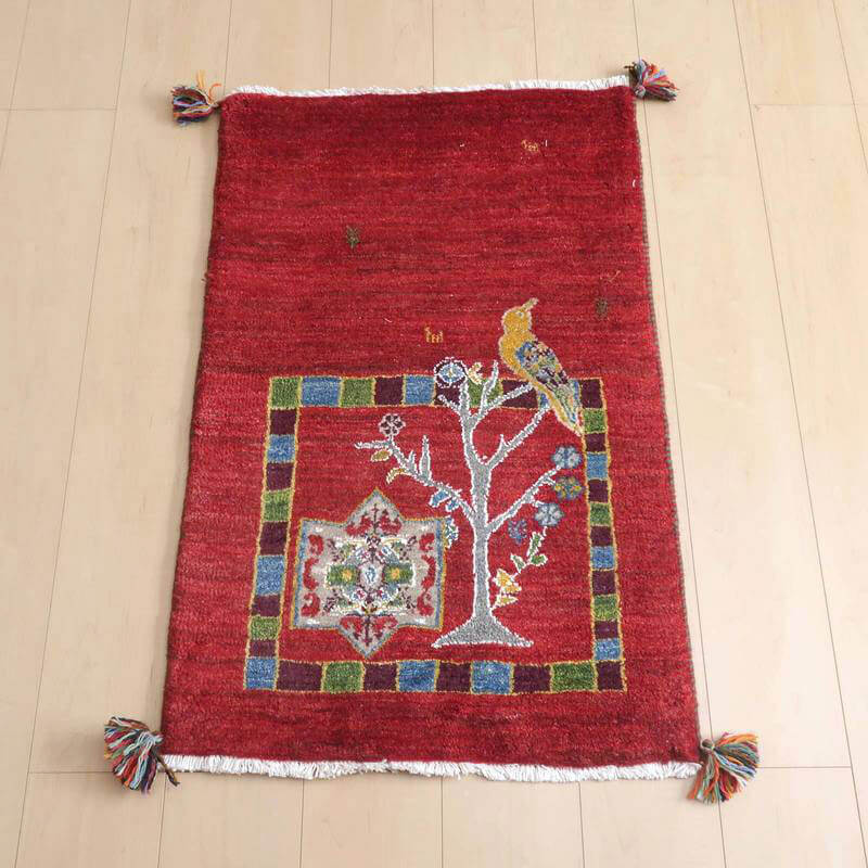 ギャッベルリバフ イラン製 93×60cm 手織り 最高級 天然 ウール100% 草木染 玄関マット 北欧 ラグ 絨毯 マット ラグマット カーペット 屋内 室内 ギャベ 床暖房対応 ホットカーペット対応 (HSS-72428） 24,500円