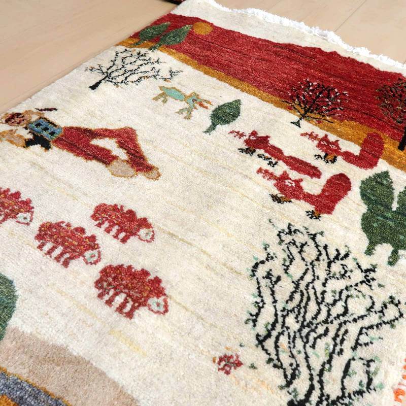 ギャッベ イラン製 玄関マット 91 60cm 手織り 最高級 天然 ウール100 草木染 おしゃれ かわいい 北欧 ラグ 絨毯 マット ラグマット カーペット 屋内 室内 ギャベ 床暖房対応 ホットカーペット対応 Hss ルリバフ Lojascarrossel Com Br