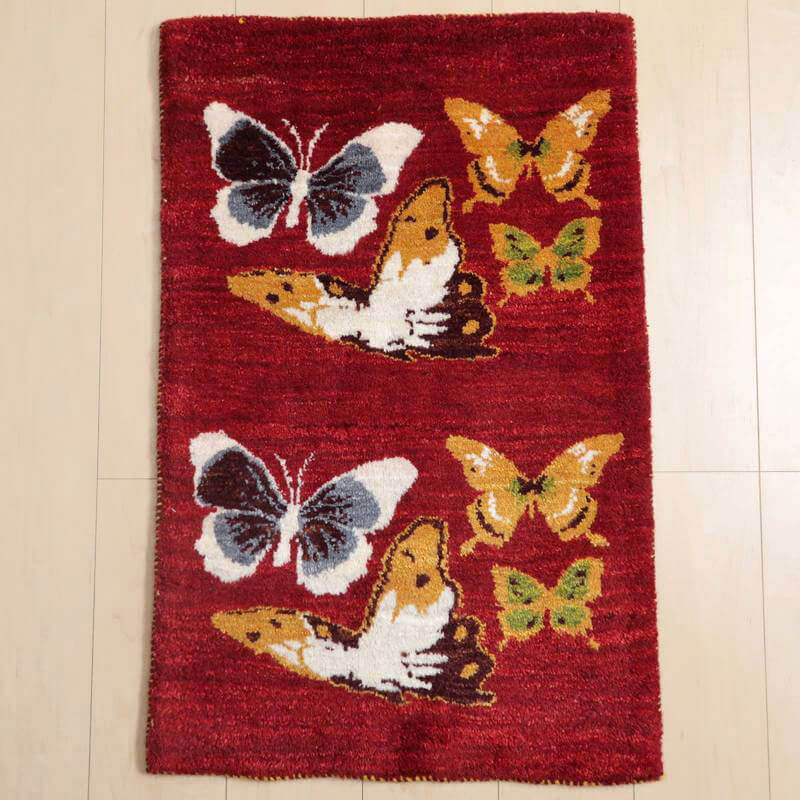 ギャッベルリバフ イラン製 87×57cm 手織り 最高級 天然 ウール100% 草木染 玄関マット 北欧 ラグ 絨毯 マット ラグマット 屋内 室内 ギャベ 床暖房対応 ホットカーペット対応 (HSS-89459） 24,500円