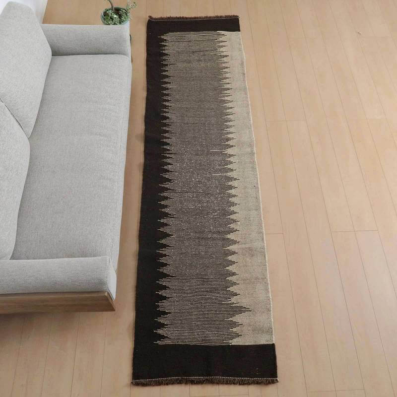 イラン・シラーズ産 キリム 細長 ランナー 293×81cm 手織り ラグ ウール 100% 洗える キッチンマット 廊下敷 ベッドサイド ロングラグ ホットカーペット対応 床暖房対応 ラグマット 絨毯 キリム柄 kilim（品番:KR-962）