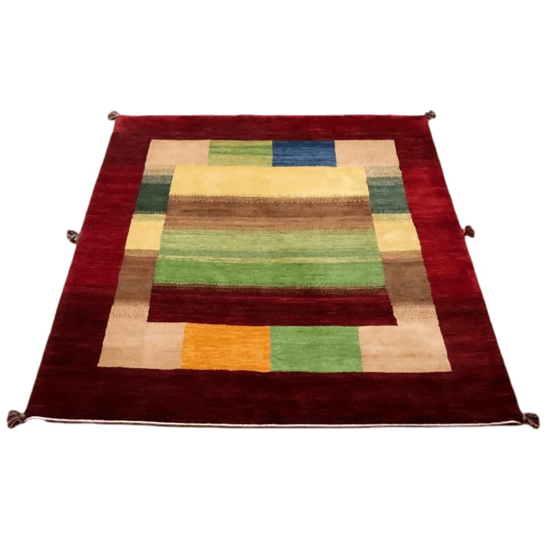 ギャッベカシュクリ ペルシャ製 214×201糎 手織り 最御前上等 生まれながら 羊毛100% 草木染 リビング大きさ 今めかしい 自然的 北欧 引っ敷き 引っ敷き 引っ敷き 引っ敷き ギャベ 床暖房装置相応う 熱っぽい引っ敷き相応う 赤いこと (HL-31142）