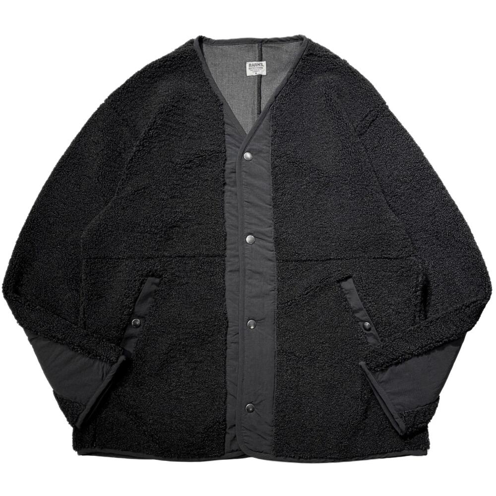 BARNS OUTFITTERS(バーンズアウトフィッターズ) Utility Boa Cardigan -Blacki- [BR-25368] ユーティリティ ボアカーディガン アメカジ 送料無料｜o-mureys