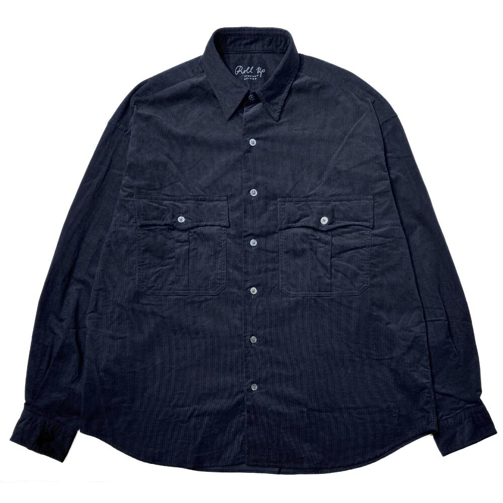 PORTER CLASSIC (ポータークラシック) ROLL UP SHIRT ORGANIC CORDUROY Navy [PC-016-3685] ロールアップシャツ オーガニックコーデュロイ ネイビー 送料無料｜o-mureys