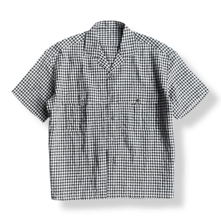 PORTER CLASSIC ( ポータークラシック ) KEROUAC LINEN GINGHAM CHECK SHIRT BLACK [PC-016-3979] ケルアックリネンギンガムチェックシャツ 全国送料無料｜o-mureys