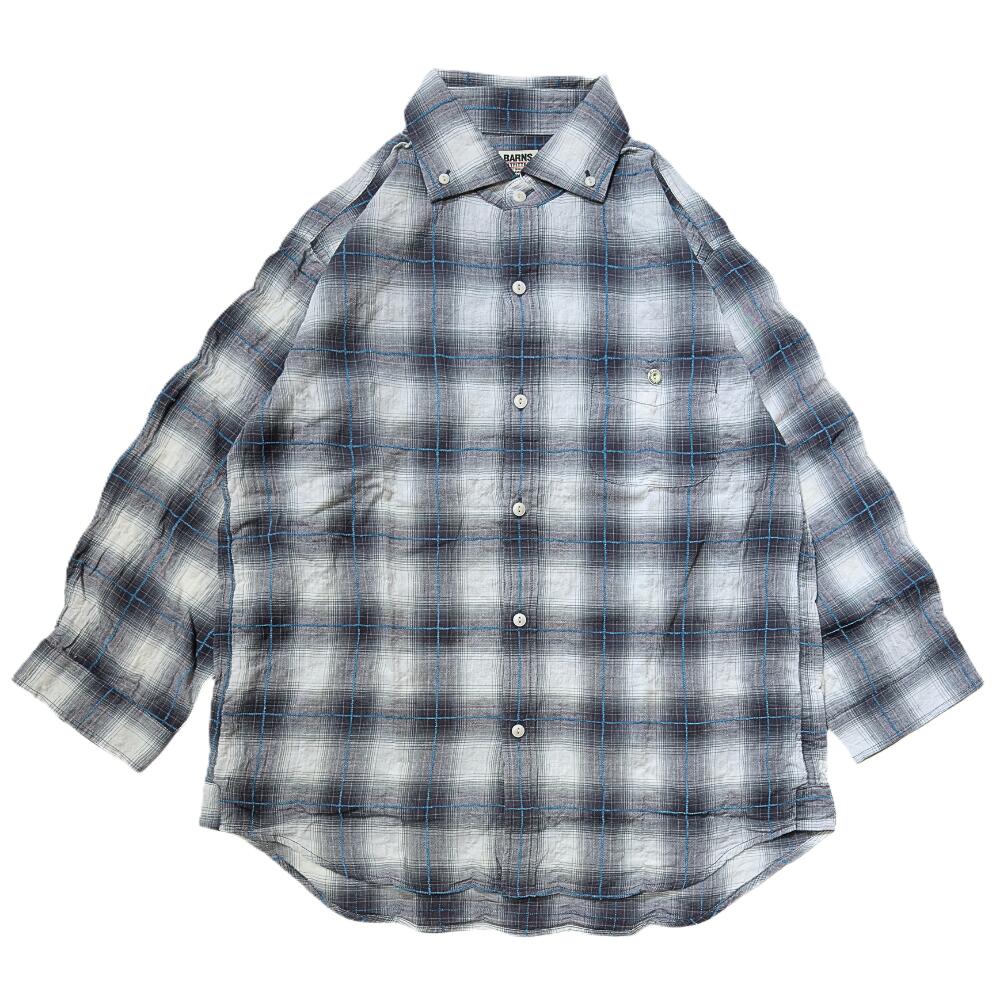 BARNS OUTFITTERS(バーンズアウトフィッターズ) ORGANIC COTTON SHIRT -Black- [BR-26214] オーガニックコットンシャツ 七分袖 アメカジ 送料無料｜o-mureys