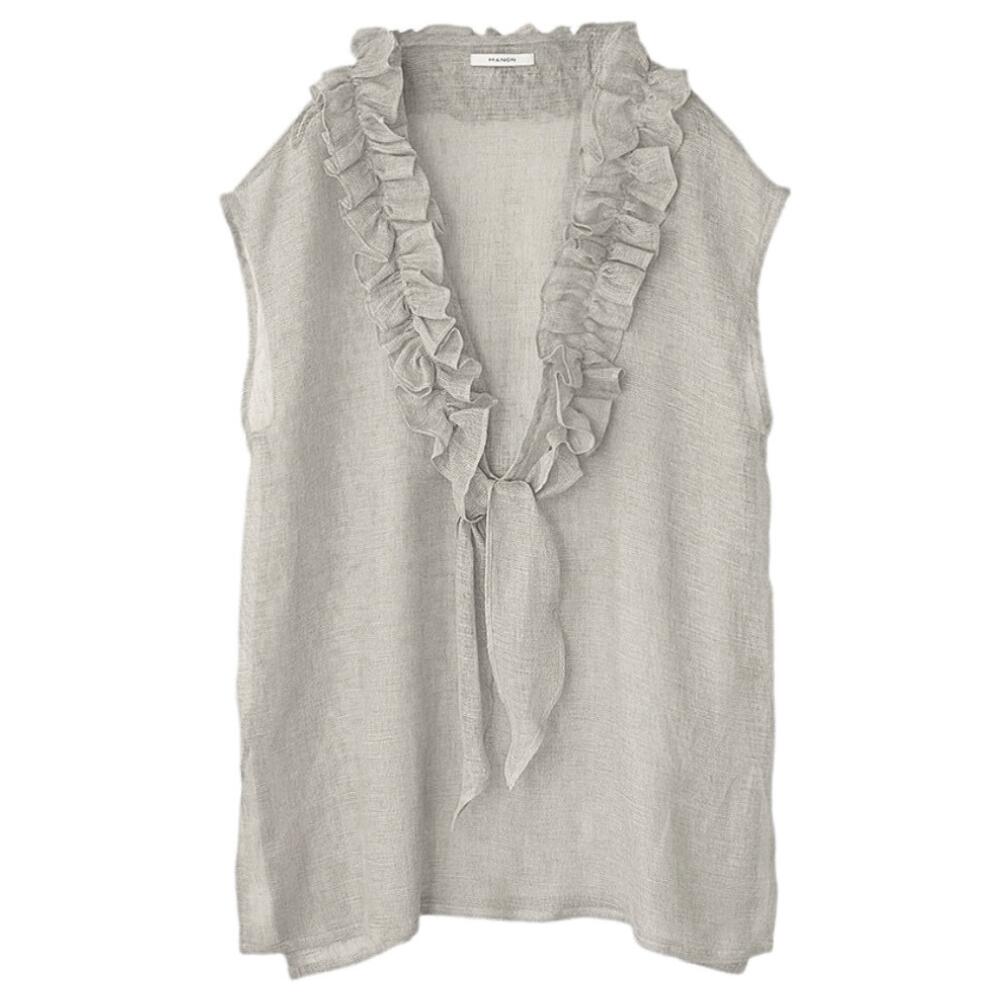 MANON (マノン) LINEN MESH STOLE＋FRILL BLOUSE -Natural- [MNN-SH-324] リネン ストール フリルブラウス レディース 送料無料｜o-mureys