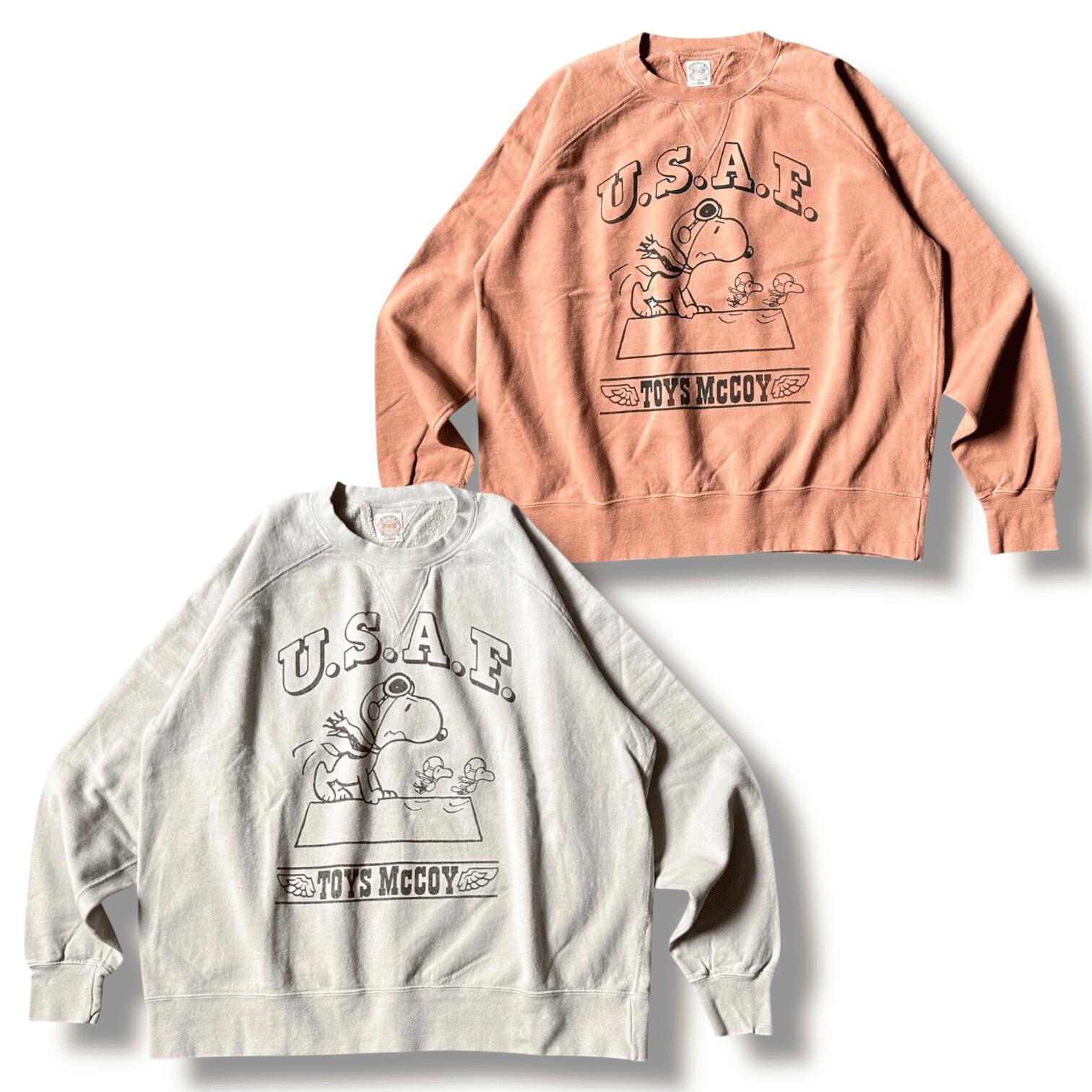 [2025年秋冬] TOYS McCOY（トイズマッコイ) GARMENT DYING SWEAT SHIRT SNOOPY "U.S.A.F. FLYING ACE" [TMC2550] スヌーピー スウェット アメカジ 送料無料｜o-mureys