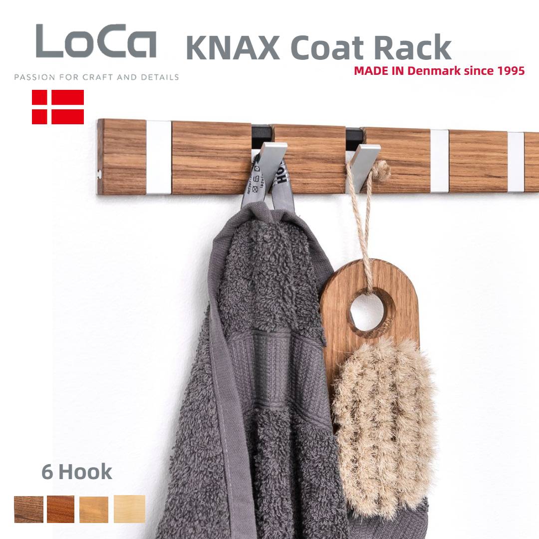 Loca KNAX 厚地の外套仕合わせ 6フックウォールナット材 オーク材材 メープル材 砂浜材 マホガニー材純乎たる材 デザイナーズ デンマーク王国製厚地の外套ハンガー 厚地の外套引っかかり 小物掛けハンガー引っかかり 厚地の外套掛け 御召しもの掛け 飾りもの引っかかり