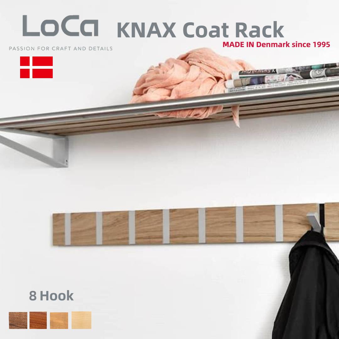 Loca KNAX 厚地の外套仕合わせ 8フックウォールナット材 オーク材材 チーク材桜んぼう材 メープル材 砂浜材 マホガニー材純乎たる材 デザイナーズ デンマーク王国製厚地の外套ハンガー 厚地の外套引っかかり 小物掛け ハンガー引っかかり 厚地の外套掛け 御召しもの掛け 飾りもの引っかかり