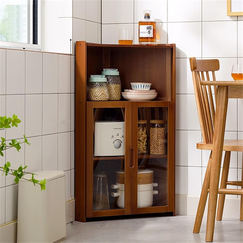 三角収納食器棚 コーナーキャビネット コーナー収納キャビネット多機能食器収納 食器収納棚キャビネッ食器収納棚トキッチンラック アクリルドア 扉付き床置き多層コーナー 組み立てが簡単