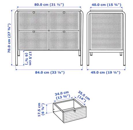 NEW】イケア IKEA NIKKEBY ニッケビーチェスト（引き出し×4）, グレー 