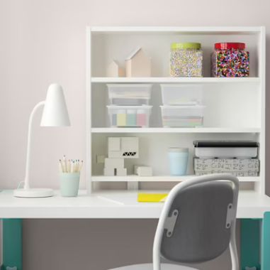 【最終】IKEA　ミッケ　追加ユニット　ライトつき MICKE ミッケ 追加ユニット 高, ホワイト, 105x65 cm - IKEA