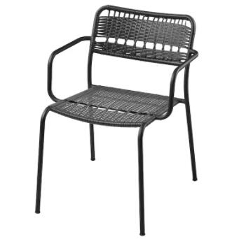 IKEA イケア L&Auml;CK&Ouml; レッコチェア アームレスト付き 屋外用, ダークグレー004.633.02｜日本オアシス株式会社