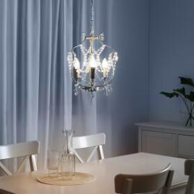 【NEW】 IKEA KRISTALLER クリスターレル シャンデリア 3アーム, シルバーカラー/ガラス 400.894.63