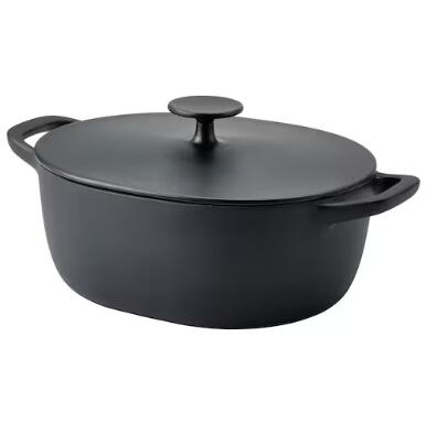 IKEA イケア VARDAGEN ヴァルダーゲンキャセロール 上蓋付き添い人, 鋳込みホーロー つや消し/黒いこと, 5 l 405.606.69