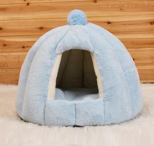 ニット帽ハウス ペット用 YYRA326 【bブルー】 冬 ドーム ハウス ペット ねこ 猫 ネコ にゃんこ ベット クッション ネコ用 愛猫 ネコとの暮らし