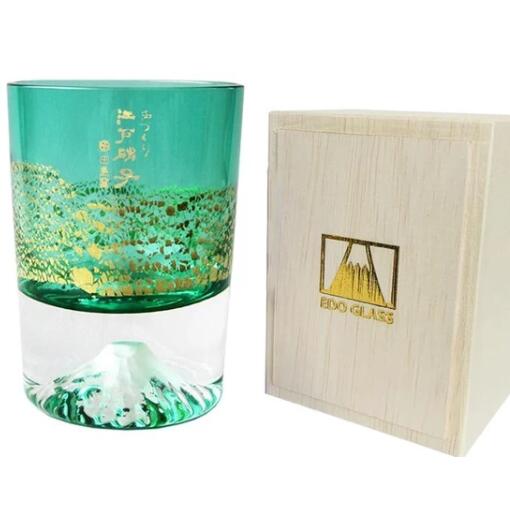 父の日《日本製》≪日本製≫金箔富士 冷酒杯 緑【田島硝子】【杯】【日本酒】【純米酒】【大吟醸酒】【本醸造】｜日本オアシス株式会社