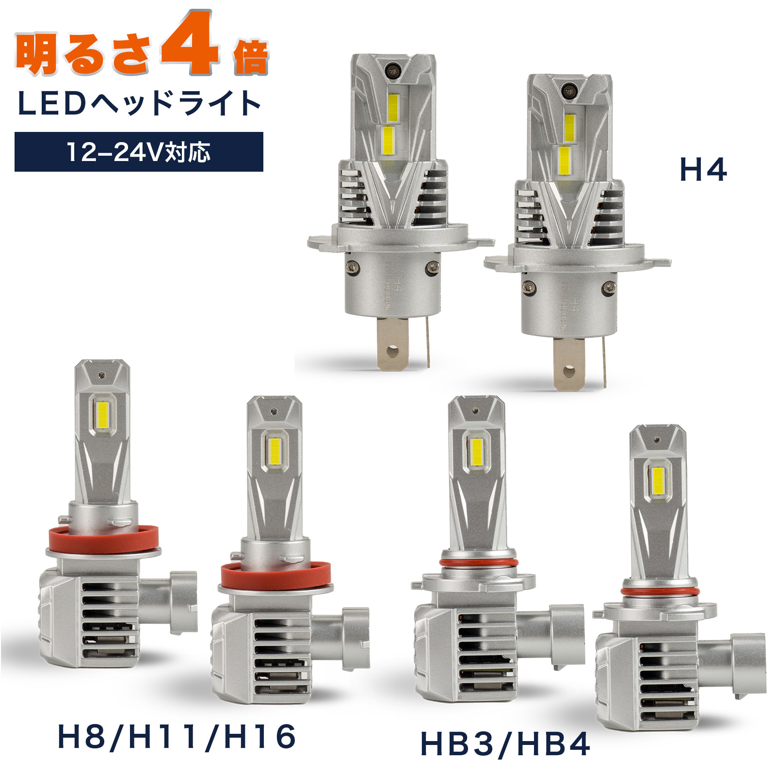 SEALIGHT ハロゲン400%UP【12V-24V共用】H4 Hi/Lo H8/H9/H11/H16 HB3 HB4 ledヘッドライト led 爆光 車 ライト 1:1ミニサイズ 7535CSP チップ ファン付き キャンセラー内蔵 車/バイク 車検対応 6000K